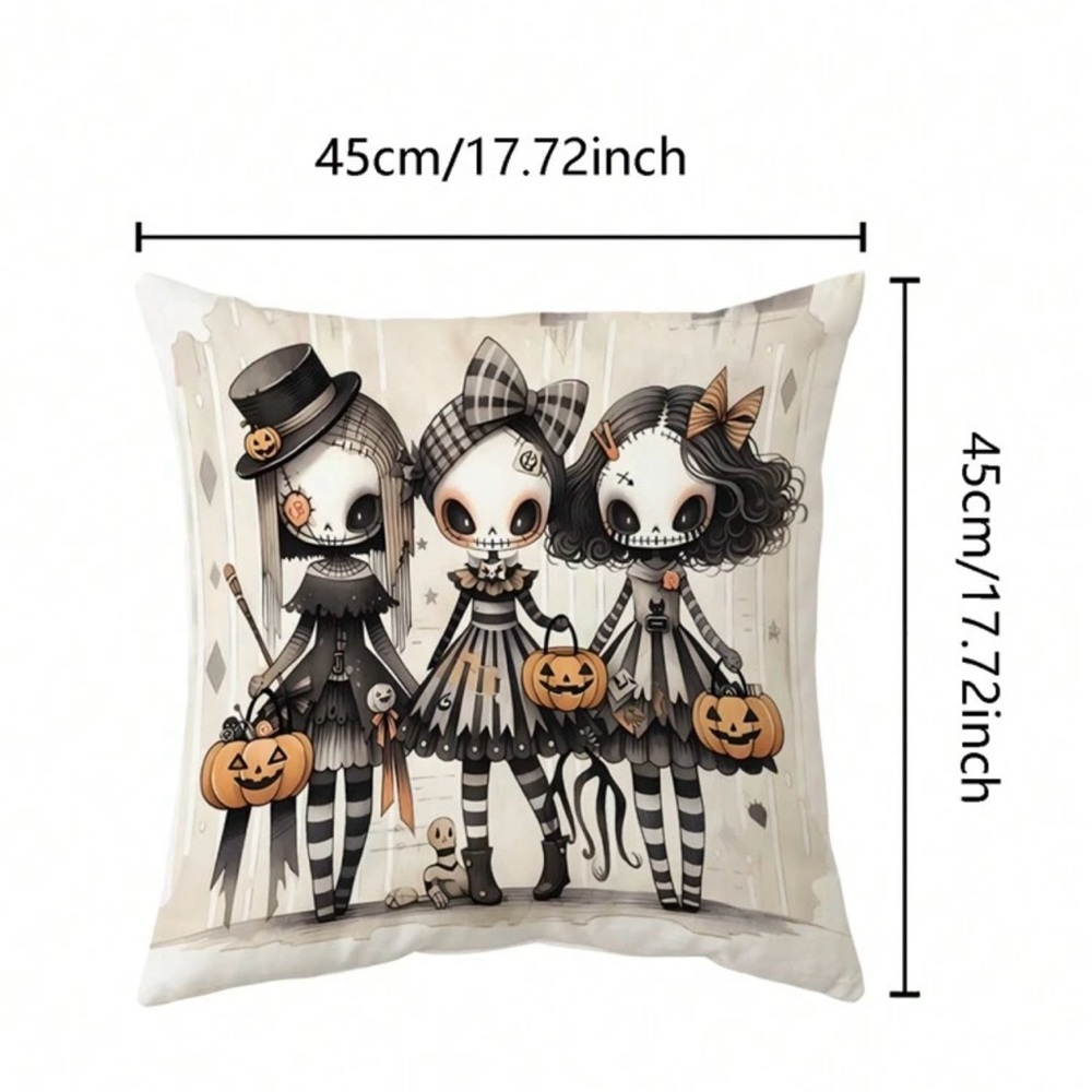 Vintage Gothic Lolita Witches Pumpkin Kawaii Halloween Pillow Cover - Picture 4 of 6